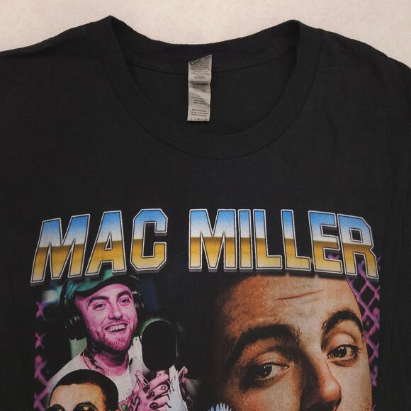 Mac Miller Rap Graphic Short Sleeve Crew Neck Shirt Mens Size Large L Black - Picture 1 of 9
